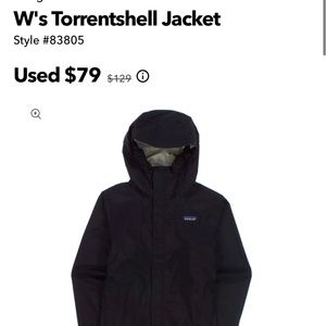 Patagonia Torrentshell black rain coat/jacket sz. L